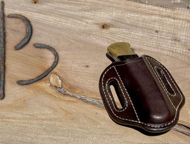 *In Stock* Cowboy Knife Sheath for Large Hunting/Folding Buck 110 Chocolate w/Natural