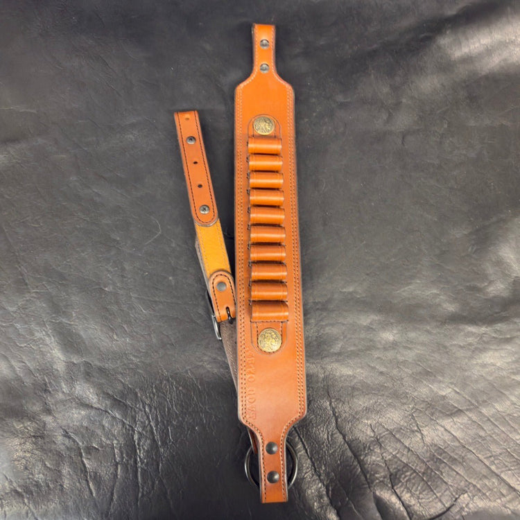 *In Stock* Guide Gun Rifle Sling .45 - 70 Govt Ammo Loops Golden Brown w/Brown Stitch - Busted B Leather