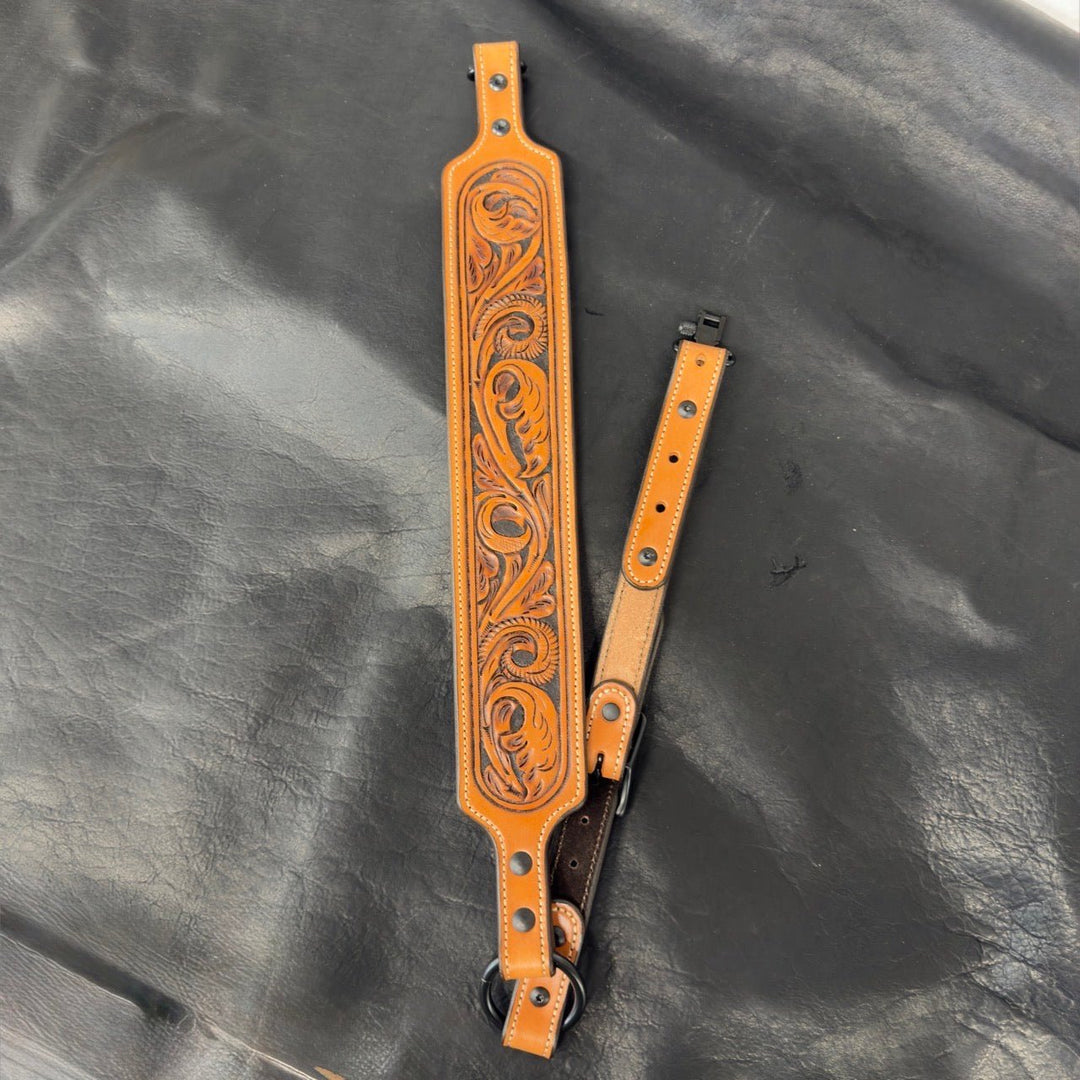 *In Stock* Hand Carved Floral Leather Rifle Sling - Busted B Leather