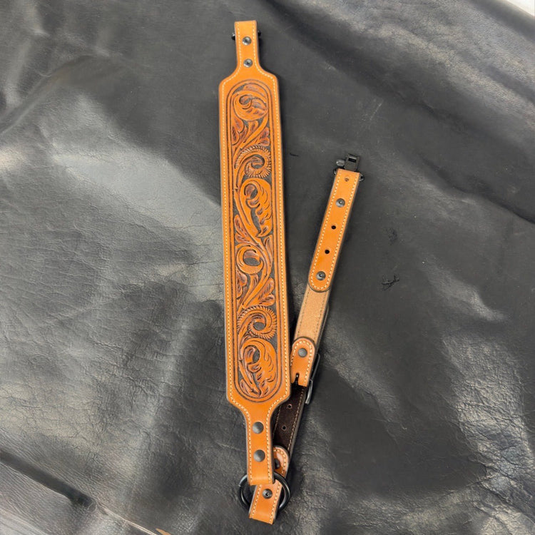 *In Stock* Hand Carved Floral Leather Rifle Sling - Busted B Leather