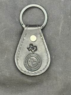 *In Stock* Leather Key Fob Black w/Antique Silver Angry Bear Concho