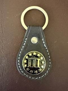 *In Stock* Leather Key Fob Black w/Silver & Black Three Percenter Concho