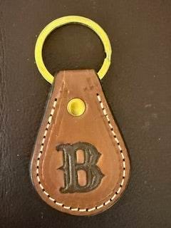 *In Stock* Leather Key Fob Saddle Oil Finish w/Hand Painted Initial "B"