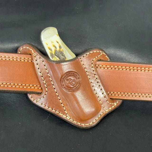 *In Stock* Leather Knife Sheath for Mini Copperlock or Mini Trapper - Makers Mark on Front