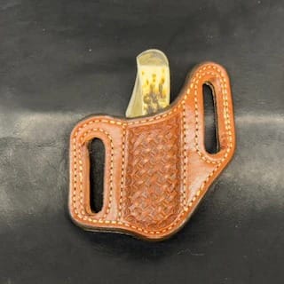 *In Stock* Leather Knife Sheath w/Basket Weave for Mini Copperlock or Mini Trapper