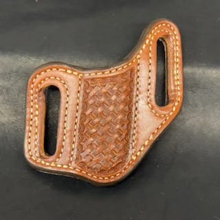 *In Stock* Leather Knife Sheath w/Basket Weave for Mini Copperlock or Mini Trapper