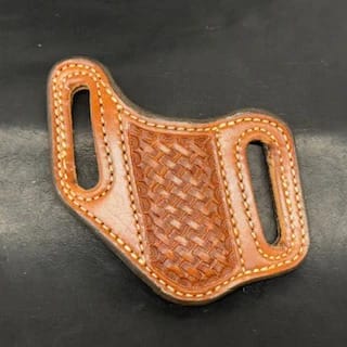 *In Stock* Leather Knife Sheath w/Basket Weave for Mini Copperlock or Mini Trapper