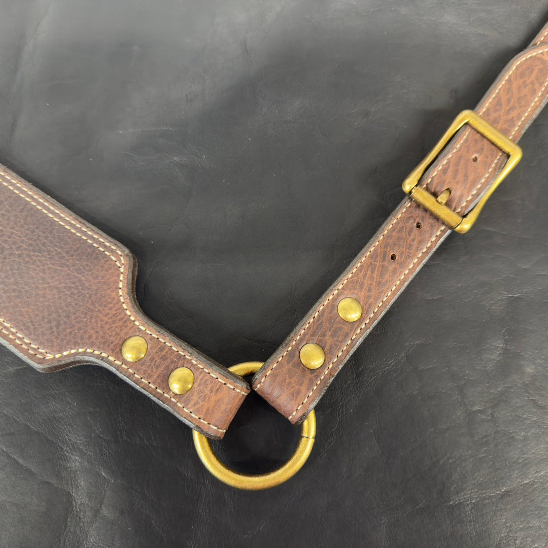 *In Stock* Leather Rifle Sling Brown Genuine American Bison Leather w/Natural Stitch