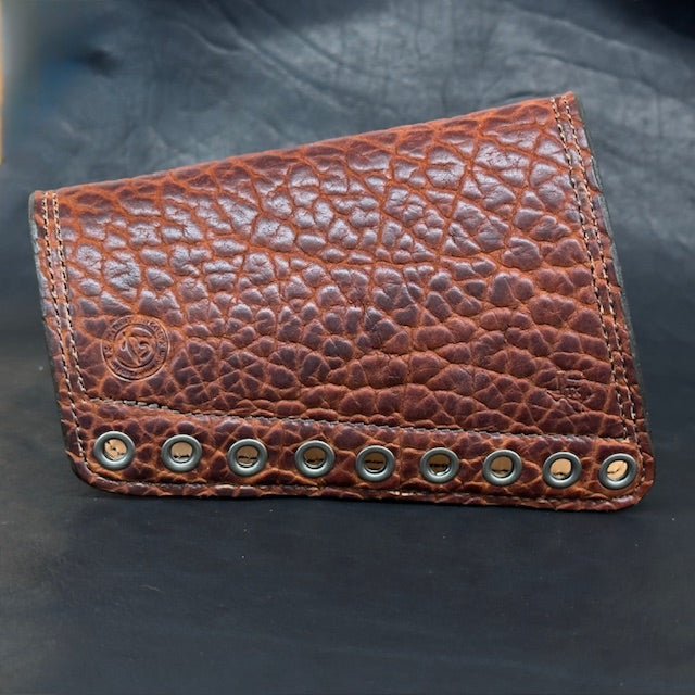 *In Stock* Leather Rifle Sling & RH Butt Cover Bundle – Mahogany American Bison Leather, .45-70 Ammo Loops