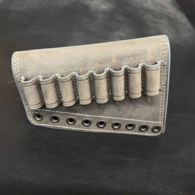 *In Stock* LH Leather Butt - Cover w/Ammo Loops .45 - 70 Govt in Genuine Weathered Gray Water Buffalo Lever Action Guide Guns Marlin, Henry, Chiappa, Rossi - Busted B Leather