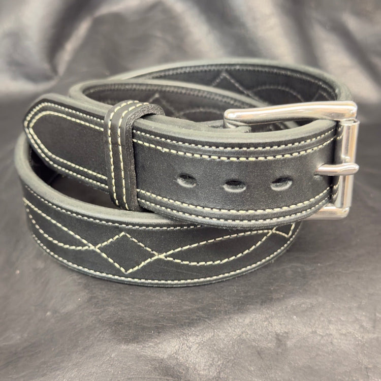 *In Stock* Perfectly Imperfect 1.5" Fancy Stitch Carry Belt - Busted B Leather