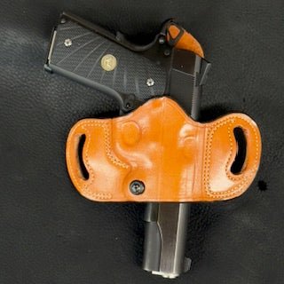*In Stock* RH Belt Slide Unlined Holster 1911 All Barrel Lengths Optic Ready Chestnut w Natural (off white) Stitching