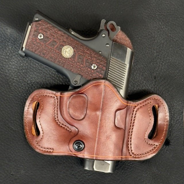 *In Stock* RH Belt Slide Unlined Holster 1911 All Barrel Lengths Optic Ready British Brown w Brown Stitching