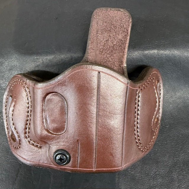 *In Stock* RH Belt Slide Unlined Holster Glock 43/43X/43X MOS/48 Havana w/Brown Stitch - Busted B Leather