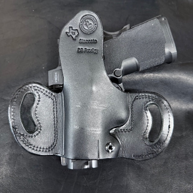 *In Stock* RH Belt Slide Unlined Holster Staccato - DS Prodigy Black w/Black Stitch - Busted B Leather