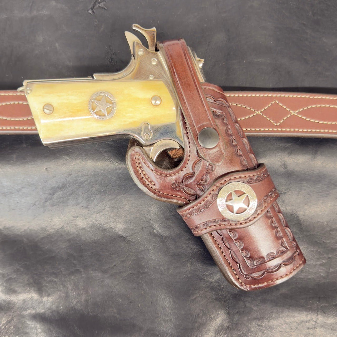 *In Stock* RH Cross Draw Rancher Holster 1911 5" - Busted B Leather