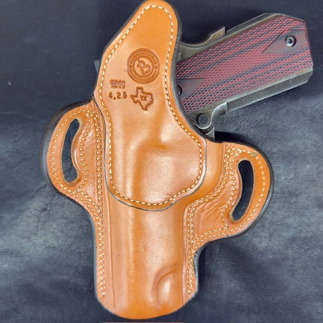 *Ammo Depot* ITEM #: 208 RH Ironside 1911 4.25" Unlined Holster in Chestnut w/Natural Stitch