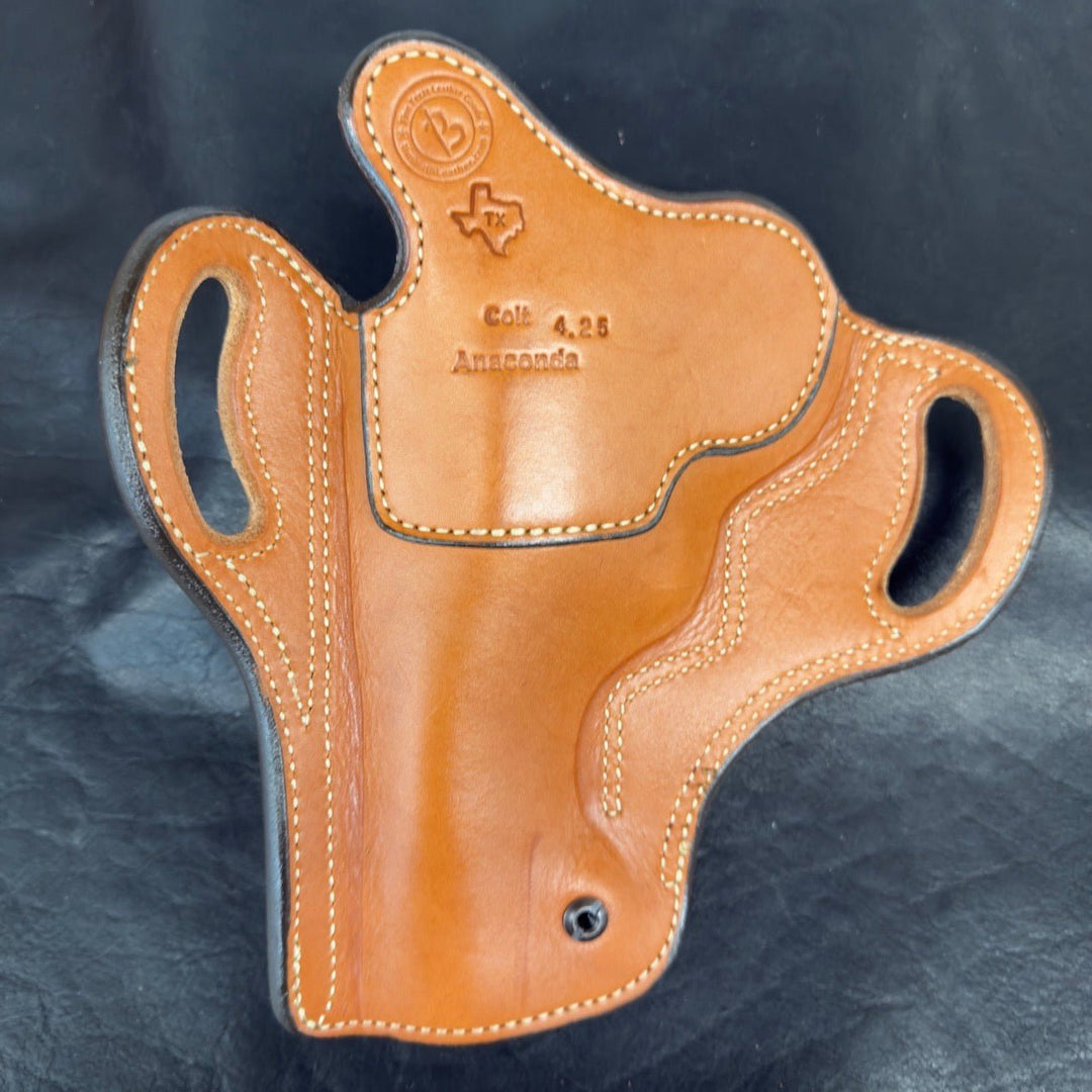 *In Stock* RH Ironside Holster Colt Anaconda 4.25" Chestnut/Natural/Basket Weave - Busted B Leather