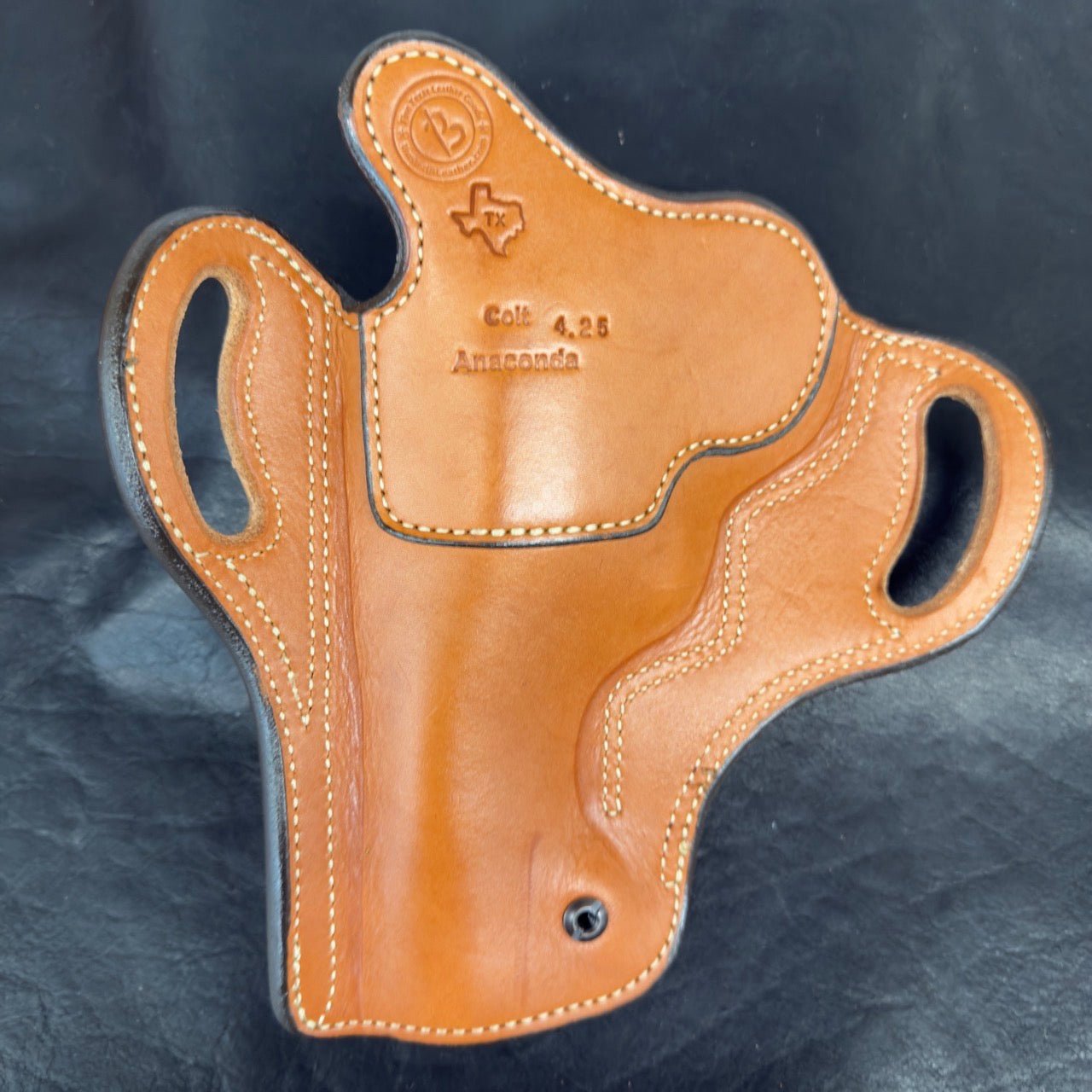 *In Stock* RH Ironside Holster Colt Anaconda 4.25" Chestnut/Natural/Basket Weave - Busted B Leather