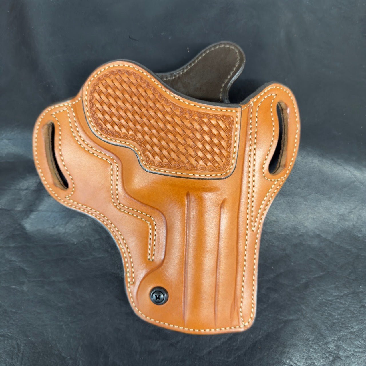 *In Stock* RH Ironside Holster Colt Anaconda 4.25" Chestnut/Natural/Basket Weave - Busted B Leather