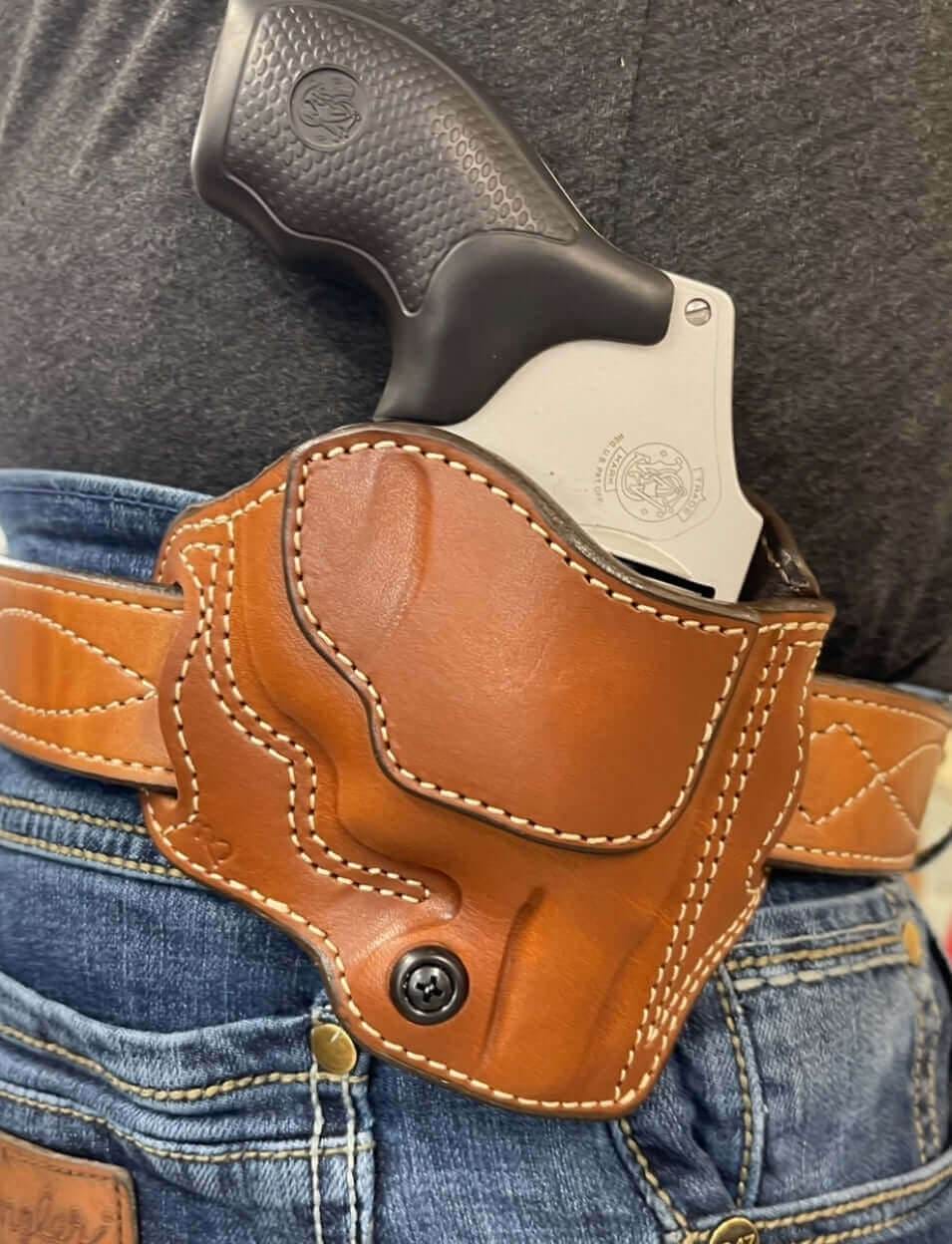 *In Stock* RH Ironside Holster for S&W J Frame 1.87" to 2" Saddle Oil Finish w/Natural Stitch