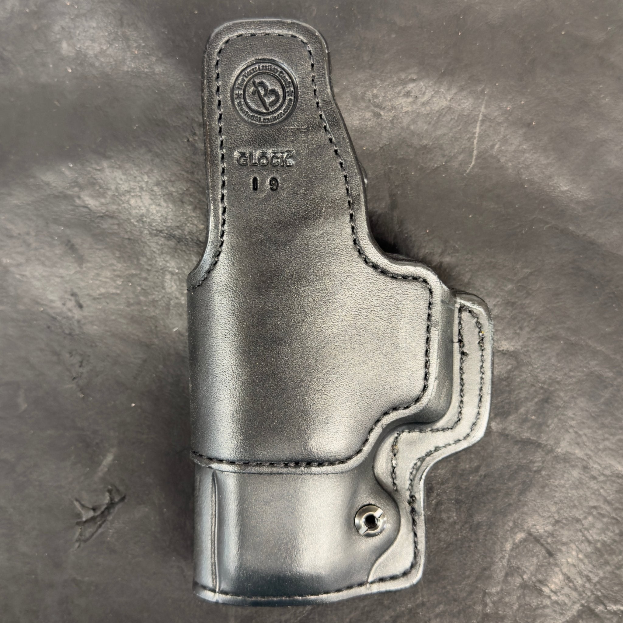 *In Stock* RH IWB Black w/Black Stitch Glock 19/23/32 Optic Ready - Busted B Leather