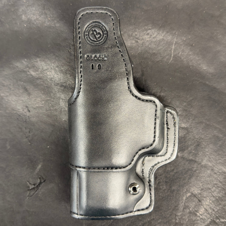 *In Stock* RH IWB Black w/Black Stitch Glock 19/23/32 Optic Ready - Busted B Leather