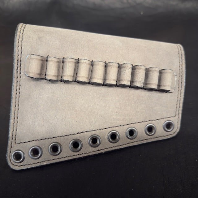 *In Stock* RH Leather Butt - Cover w/Ammo Loops .357 Mag Genuine Weathered Gray Water Buffalo Lever Action Guide Guns Marlin, Henry, Chiappa, Rossi - Busted B Leather