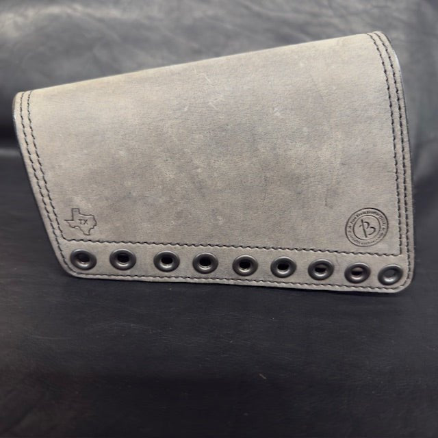*In Stock* RH Leather Butt - Cover w/Ammo Loops .357 Mag in Genuine Weathered Gray Water Buffalo Lever Action Guide Guns Marlin, Henry, Chiappa, Rossi - Busted B Leather