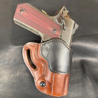 *In Stock* RH Raptor Holster for 1911 4.25" Golden Brown w/Black Trim & Brown Stitch