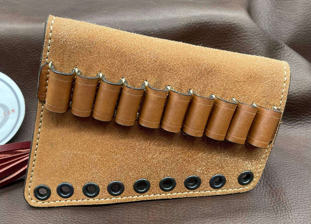 *In Stock* RH Rough Out Leather Butt-Cover w/Ammo Loops 44 Mag/45 Colt/.410 Lever-Action Rifles Winchester, Marlin, Henry, Rossi-Busted B Leather