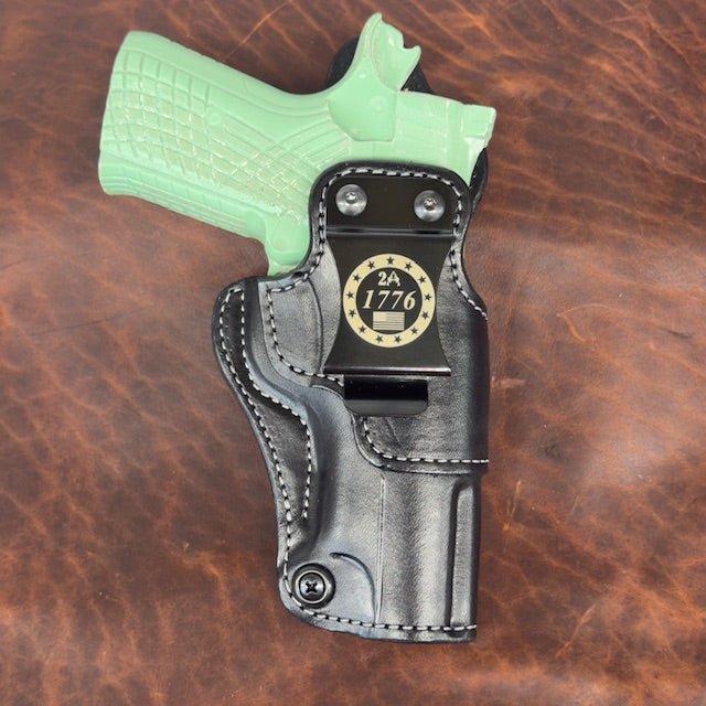 *In Stock* RH Side/LH SOB IWB Kimber KDS 9C Black w/Silver Stitch & DTOM or 2A 1776 Metal Belt Clip