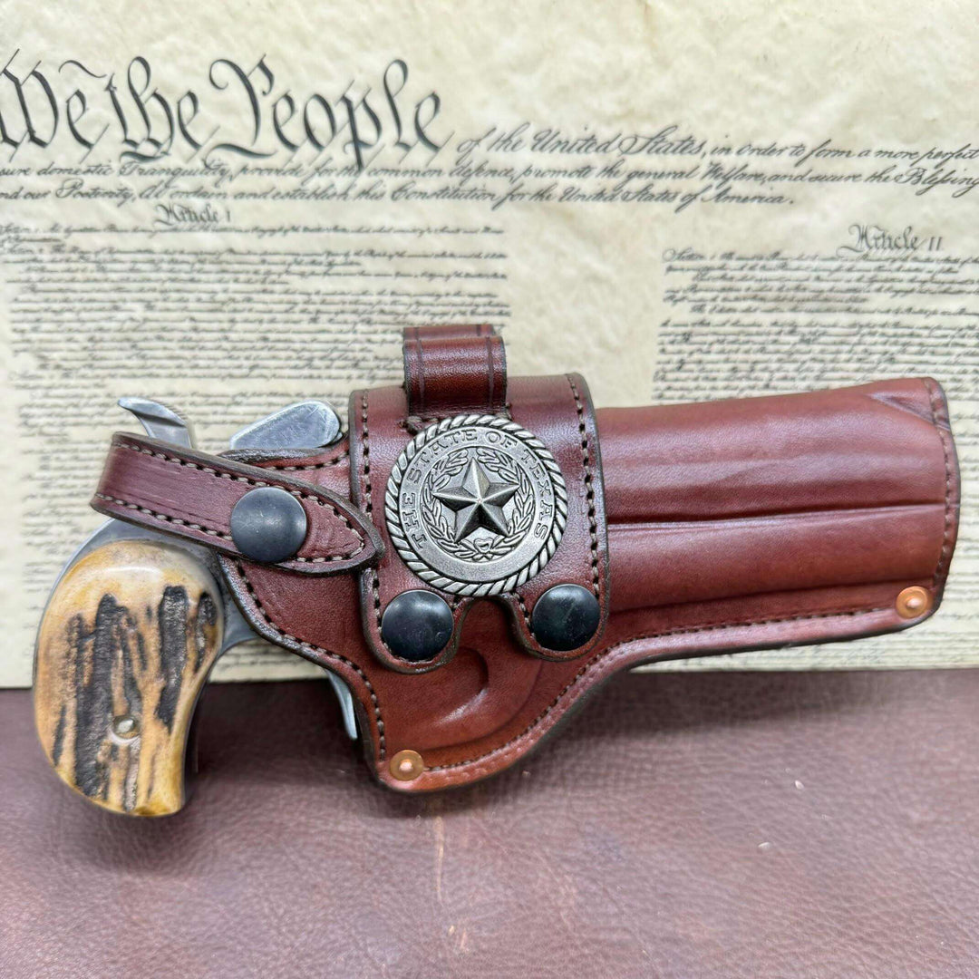 *In Stock* RH Sidewinder Holster for Bond Arms 6" .45 .410 The State of Texas Concho & 2 Ammo Loops-Busted B Leather