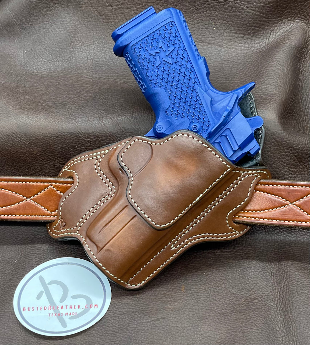 *In Stock* RH Texas Bodyguard Holster for Staccato C2 3.9 Saddle Oil Finish-Busted B Leather