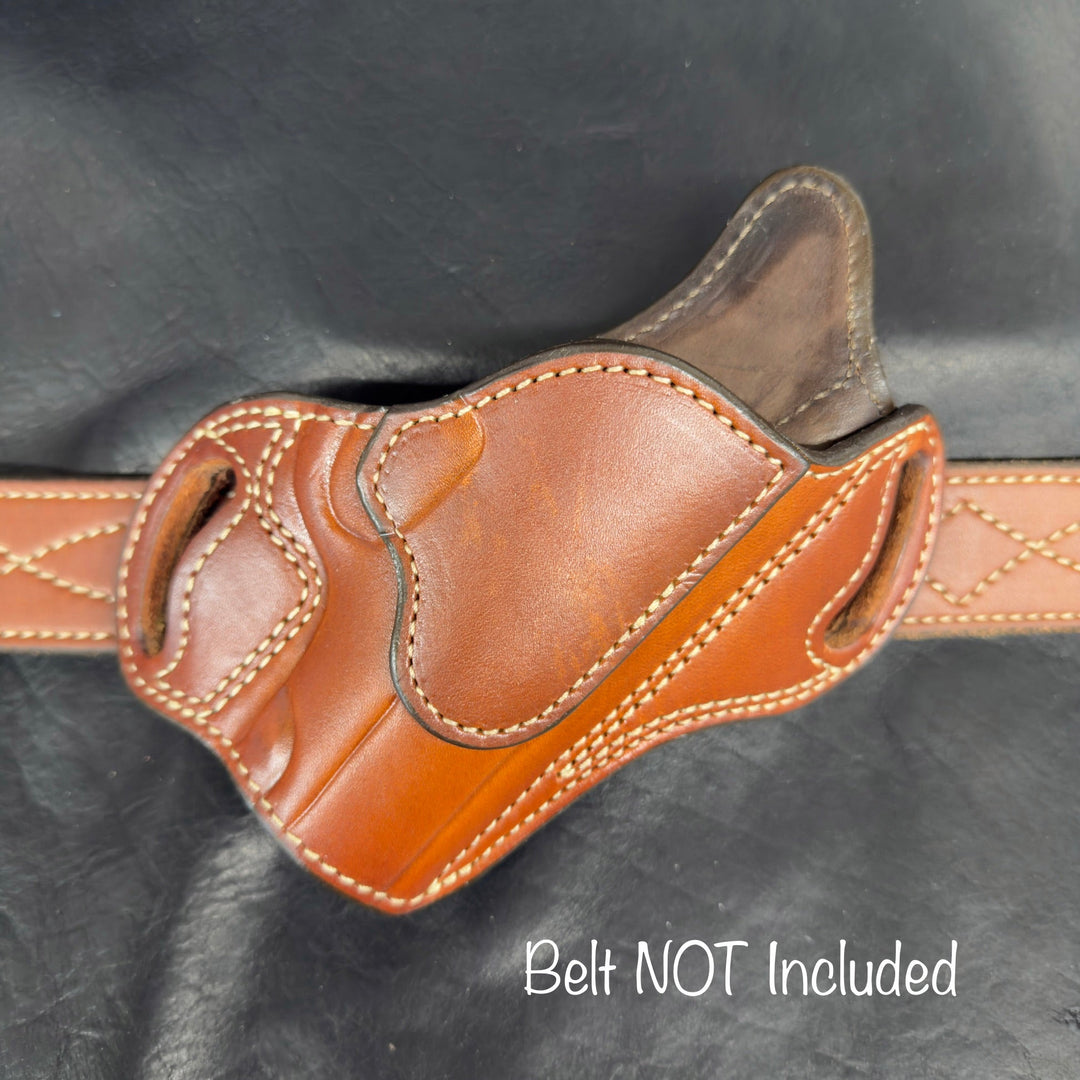 *In Stock* RH Texas Bodyguard Kimber Micro 9 Saddle Oil Finish w/Natural Stitch - Busted B Leather