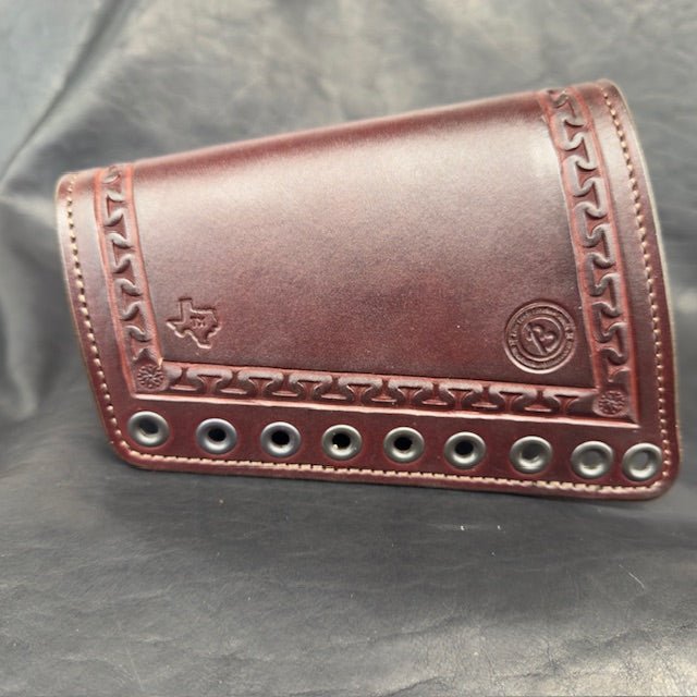 In Stock RH Tooled Leather Butt-Cover w/.30-30 Loops – Mahogany for Lever Action Rifles