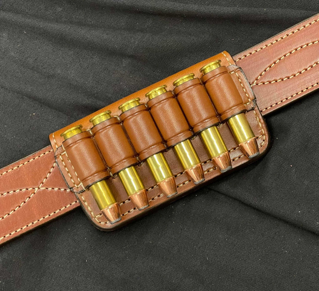 *In Stock* Rifle Ammo Slide .45-70 Saddle Oil Finish w/Natural Stitch