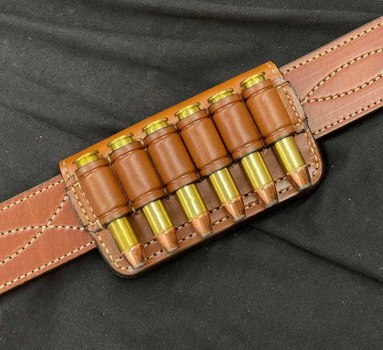 *In Stock* Rifle Ammo Slide .45-70 Saddle Oil Finish w/Natural Stitch