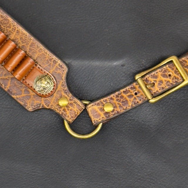 *In Stock* Rifle Sling Henry Axe .410 Brown American Bison w/Brown & Antique Brass Buffalo Nickel Reproduction Coin Conchos