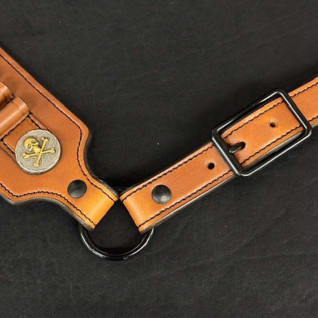 *In Stock* Rifle Sling Henry Axe .410 Saddle Oil Finish Skull & Bones Conchos - Busted B Leather