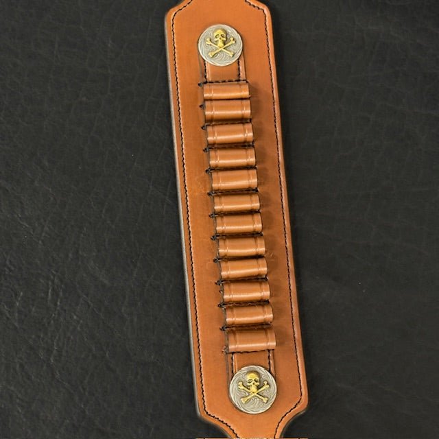 *In Stock* Rifle Sling Henry Axe .410 Saddle Oil Finish Skull & Bones Conchos - Busted B Leather