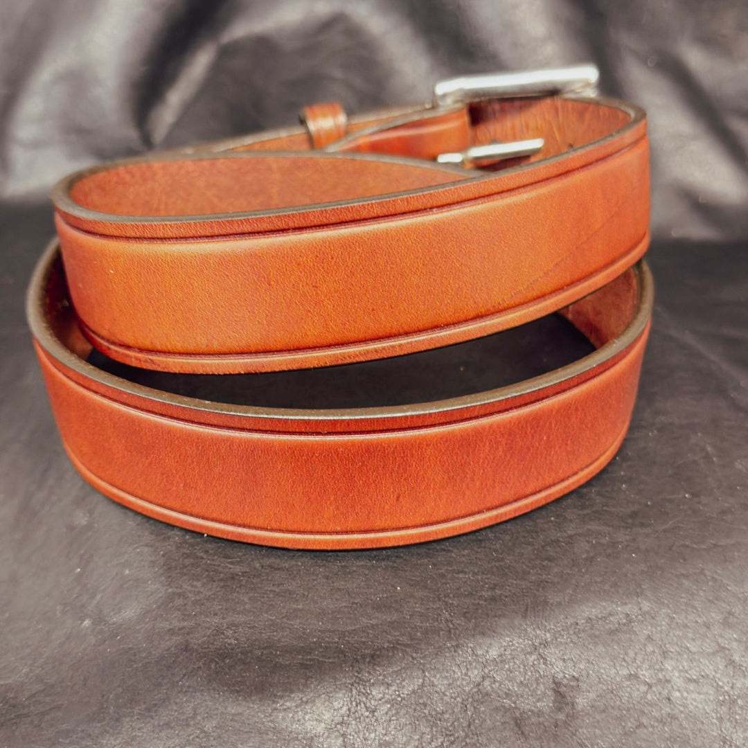 *In Stock* Single Thickness Belt Saddle Oil Finish Size 38 - Busted B Leather