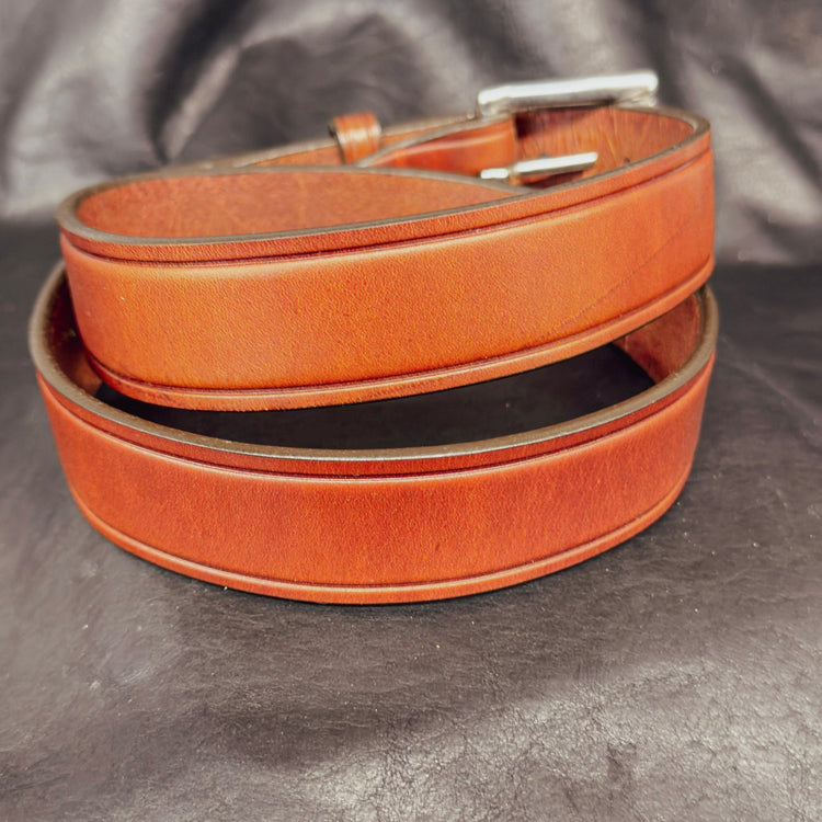 *In Stock* Single Thickness Belt Saddle Oil Finish Size 38 - Busted B Leather