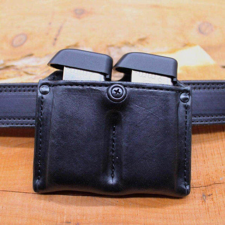 *Made to Order* Custom Premium Leather Double Mag Pouch Black Black