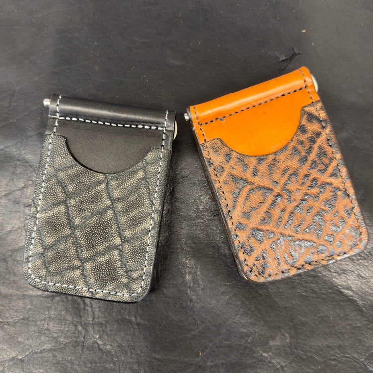*Made to Order* Front Pocket Money Clip Wallet in Genuine Elephant - Busted B Leather