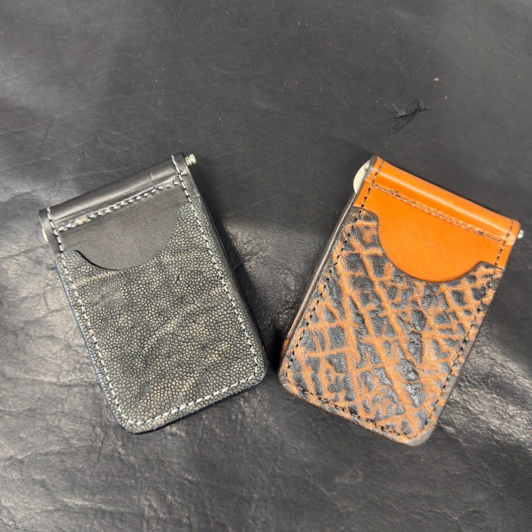 *Made to Order* Front Pocket Money Clip Wallet in Genuine Elephant - Busted B Leather