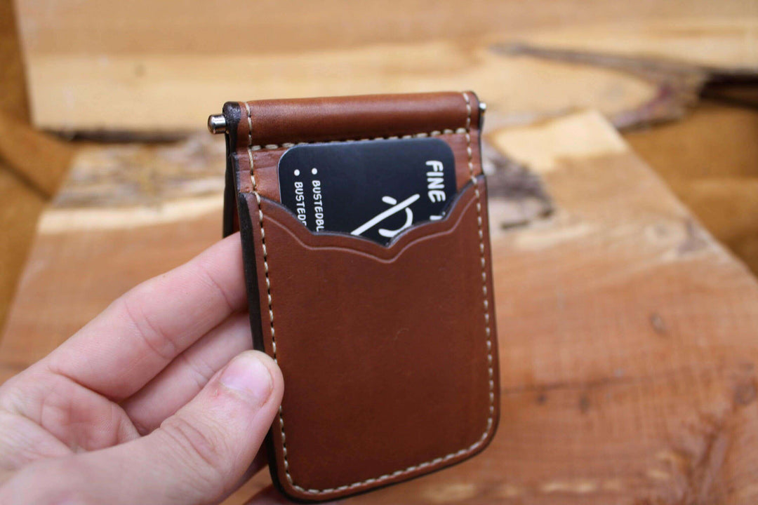 *Made to Order* Front Pocket Money Clip Wallet Saddle Oil Finish-Busted B Leather