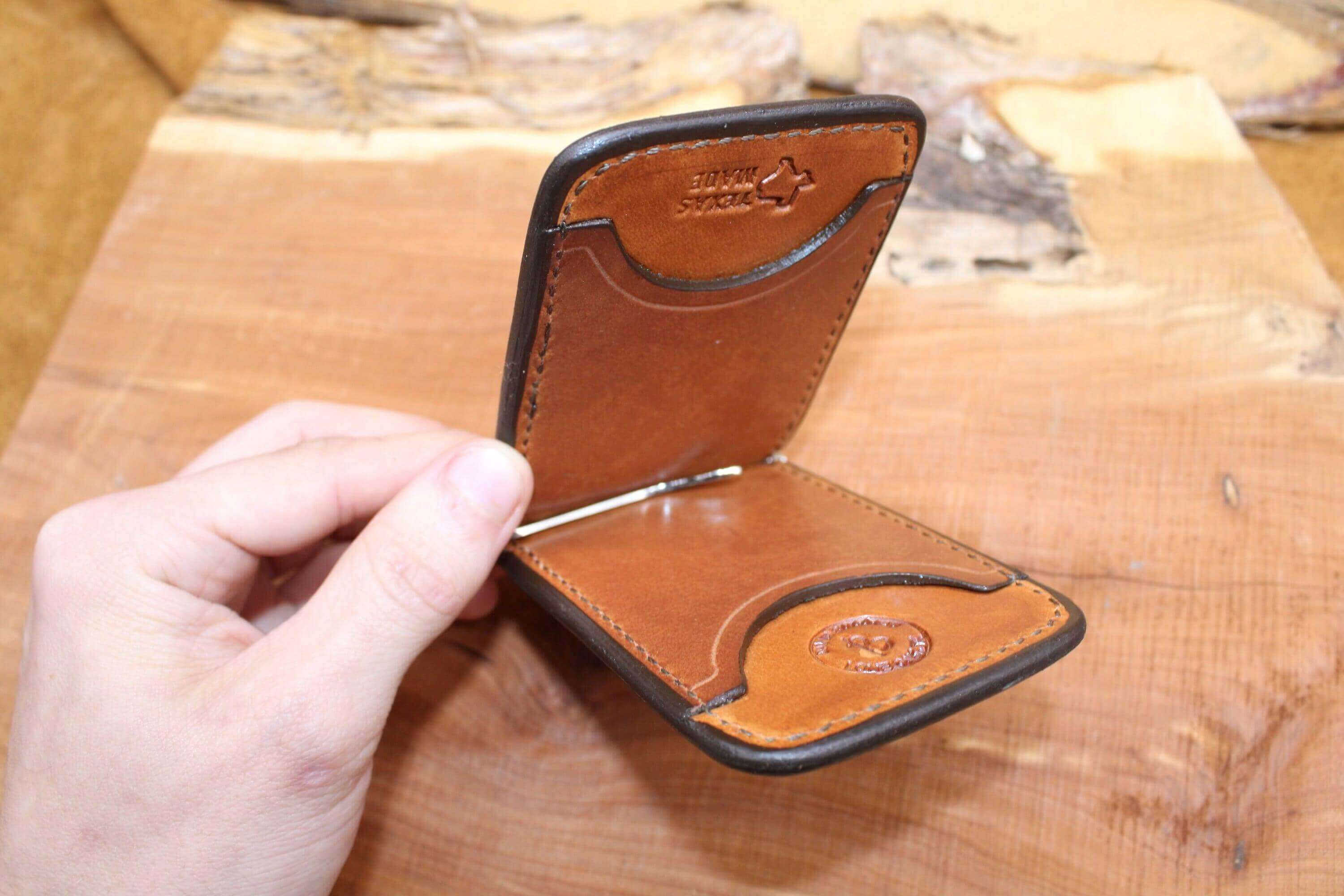 *Made to Order* Front Pocket Money Clip Wallet Saddle Oil Finish-Busted B Leather