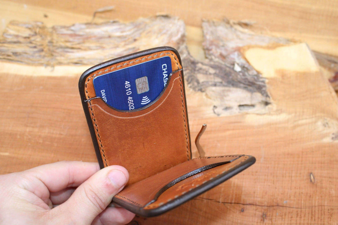 *Made to Order* Front Pocket Money Clip Wallet Saddle Oil Finish-Busted B Leather