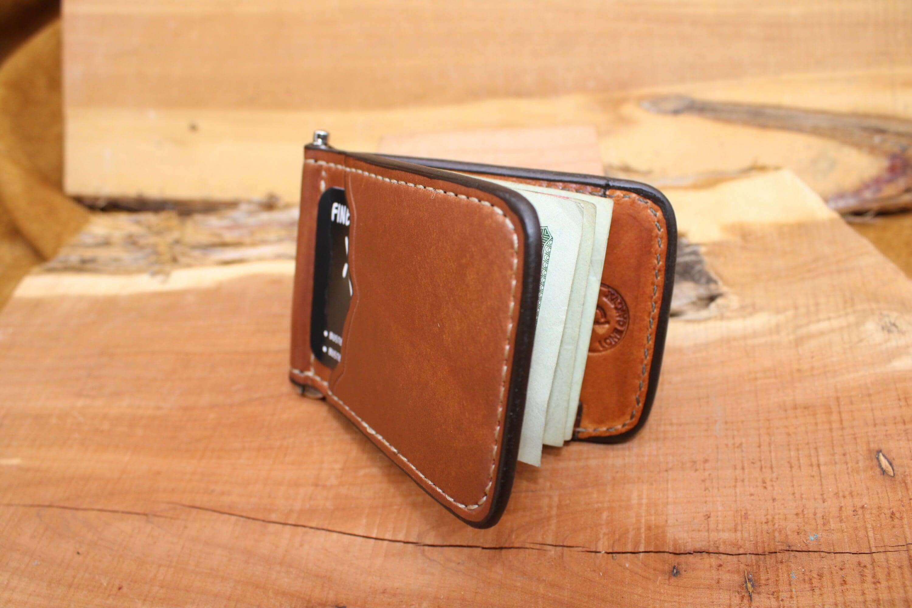 *Made to Order* Front Pocket Money Clip Wallet Saddle Oil Finish-Busted B Leather